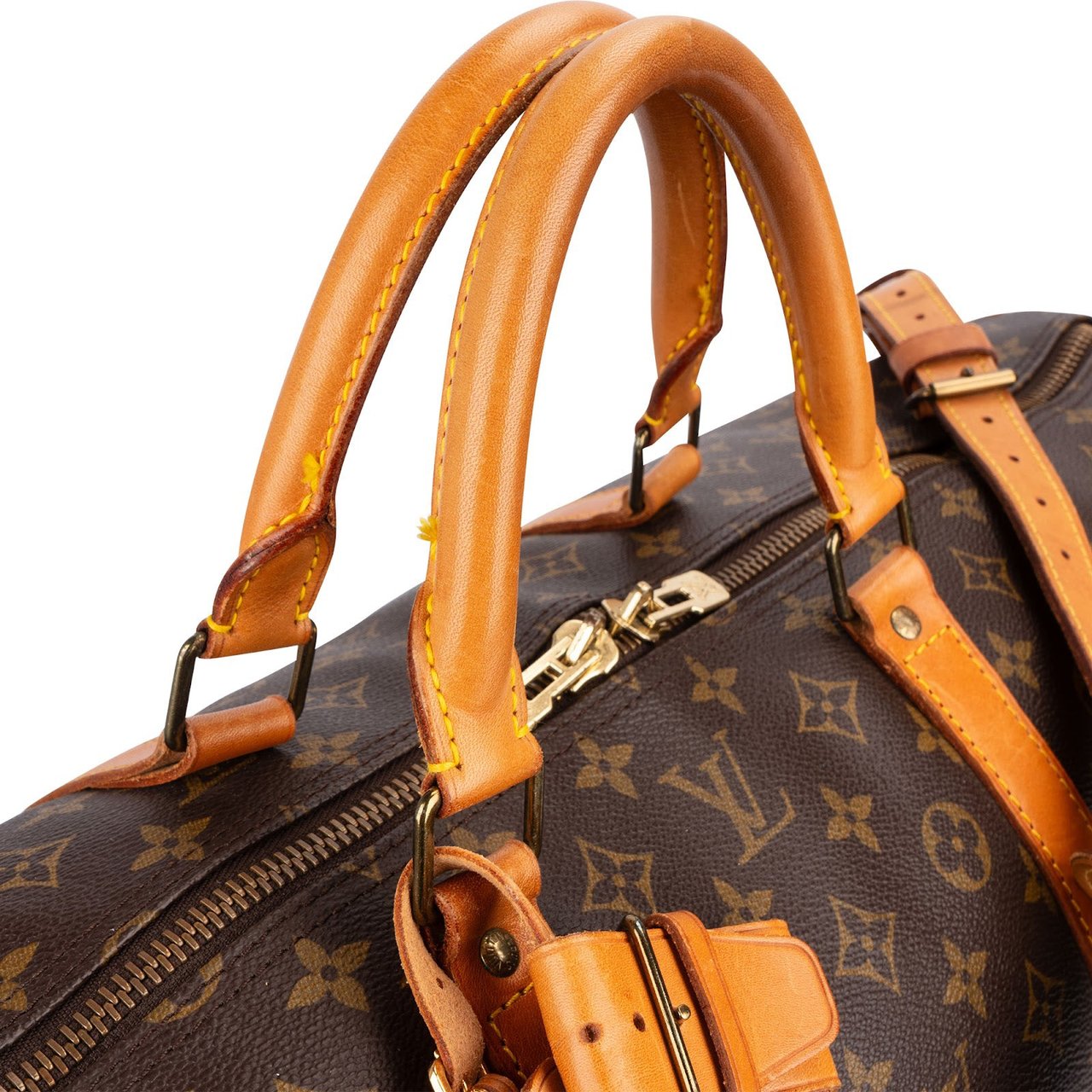 Louis Vuitton Monogram Canvas Keepall 60 Bandoulière Travel Bag Bruin