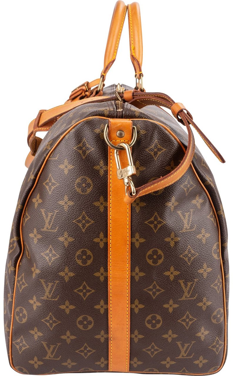 Louis Vuitton Monogram Canvas Keepall 60 Bandoulière Travel Bag Bruin