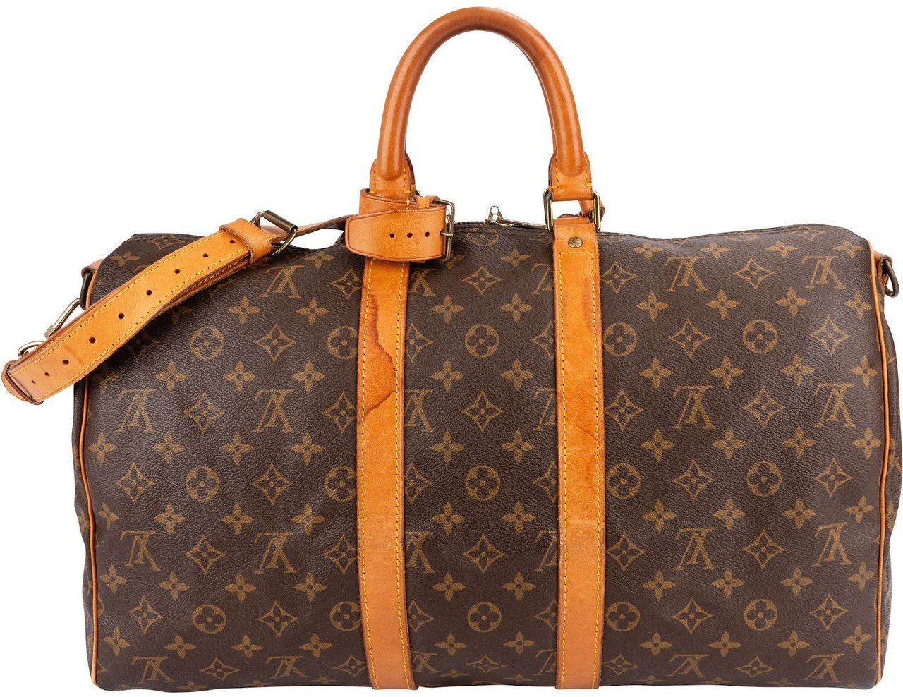 Louis Vuitton Monogram Canvas Keepall 45 Bandoulière Travel Bag Bruin