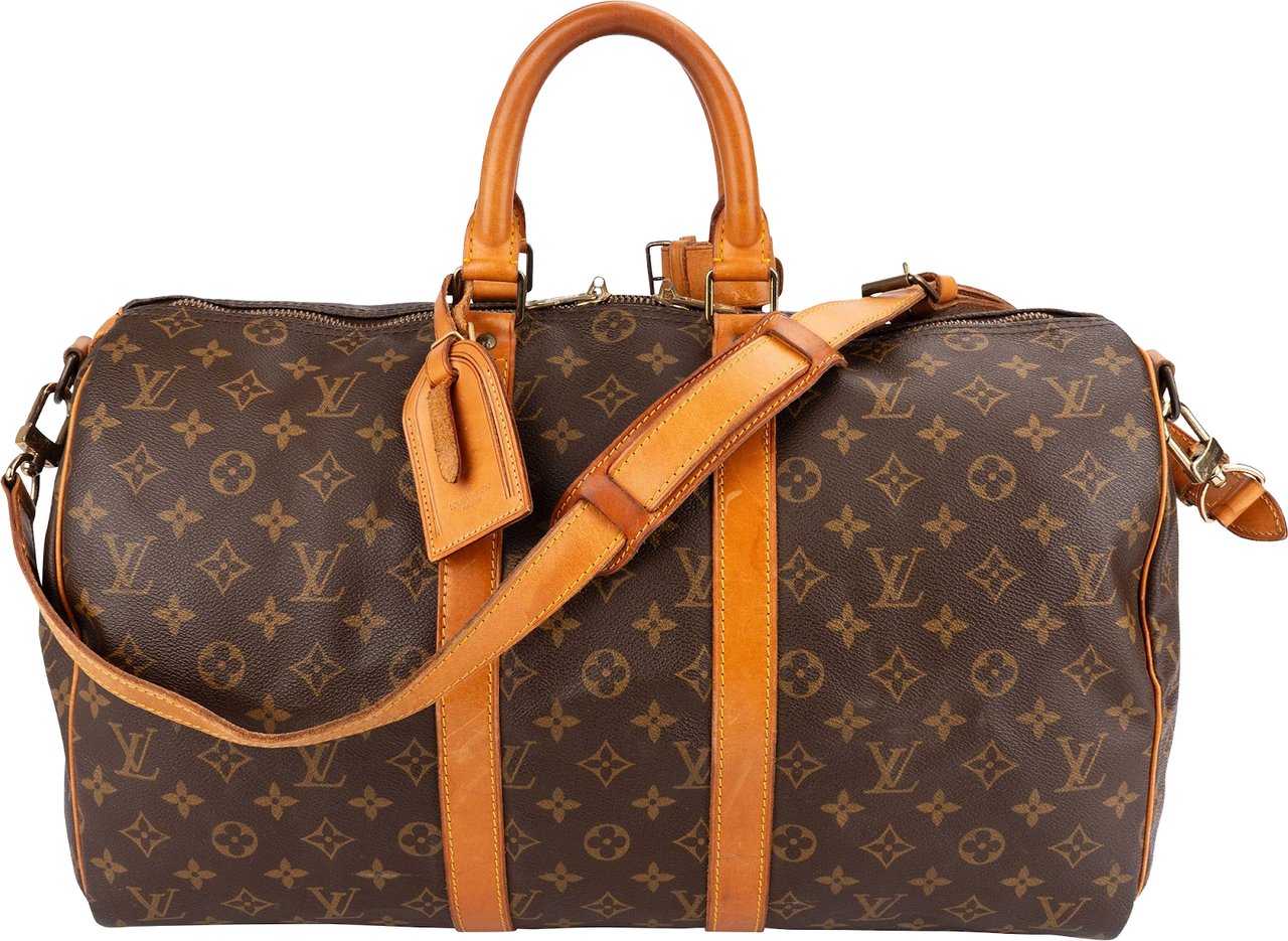 Louis Vuitton Monogram Canvas Keepall 45 Bandoulière Travel Bag Bruin