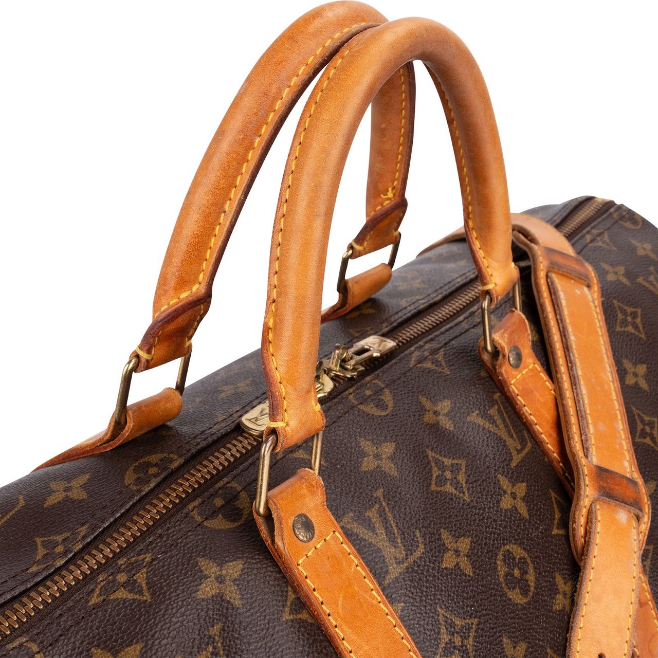 Louis Vuitton Monogram Canvas Keepall 50 Bandoulière Travel Bag Bruin