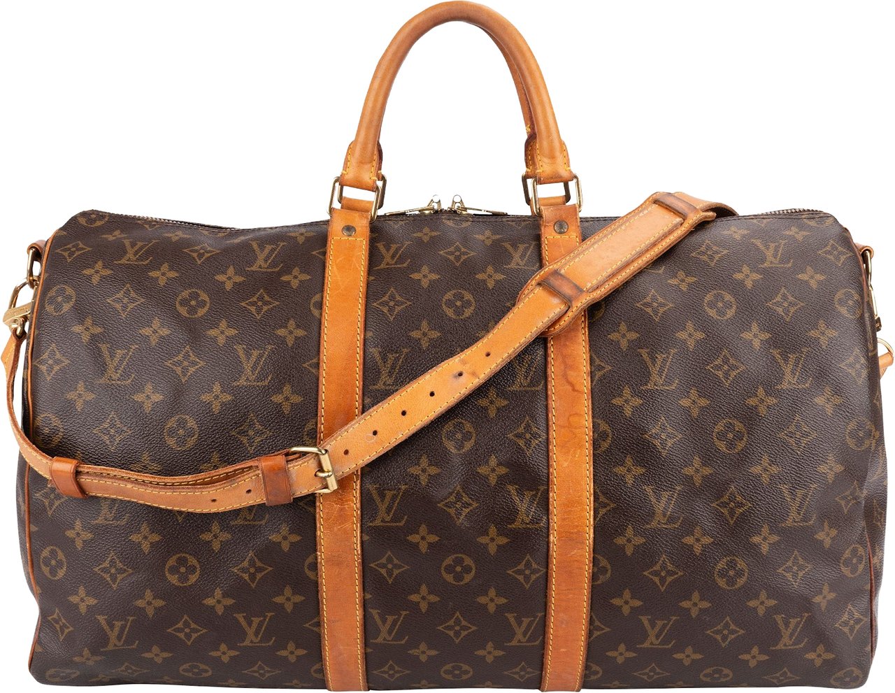 Louis Vuitton Monogram Canvas Keepall 50 Bandoulière Travel Bag Bruin