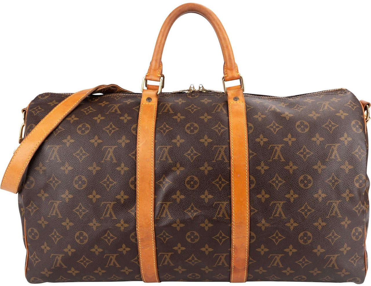 Louis Vuitton Monogram Canvas Keepall 50 Bandoulière Travel Bag Bruin