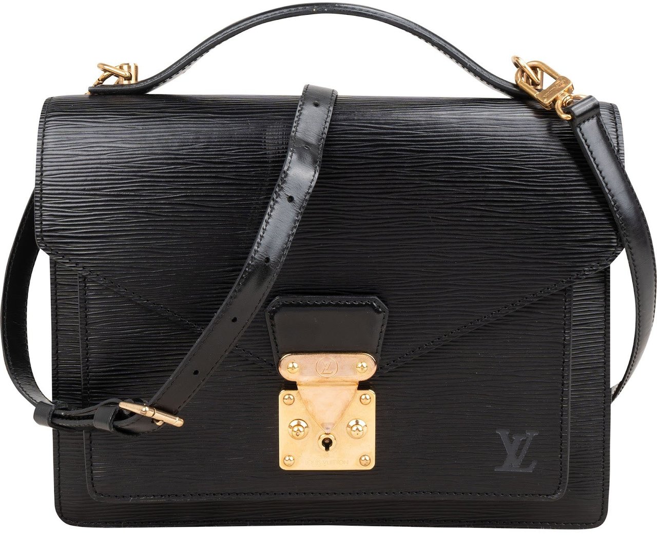 Louis Vuitton Noir Epi Leather Monceau Handbag Zwart