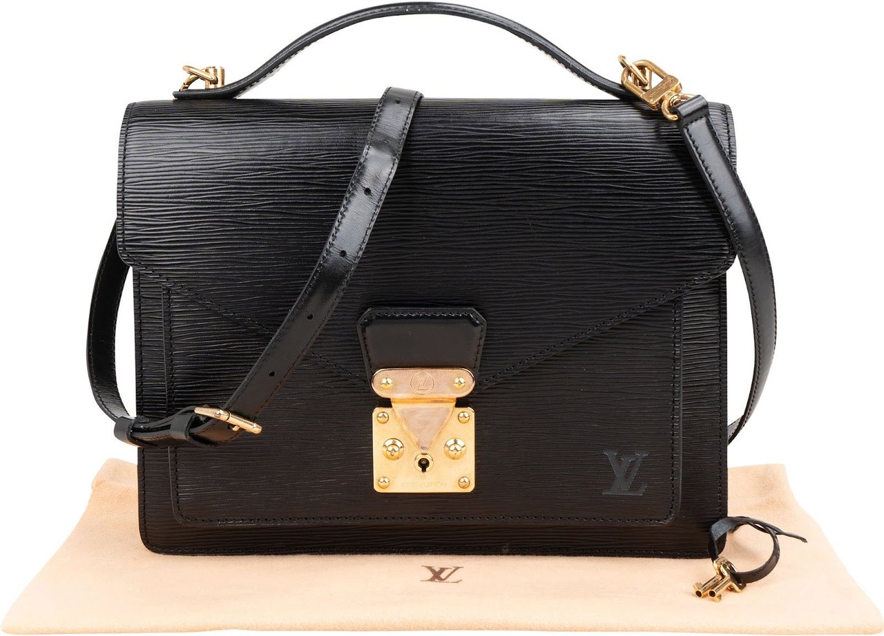Louis Vuitton Noir Epi Leather Monceau Handbag Zwart