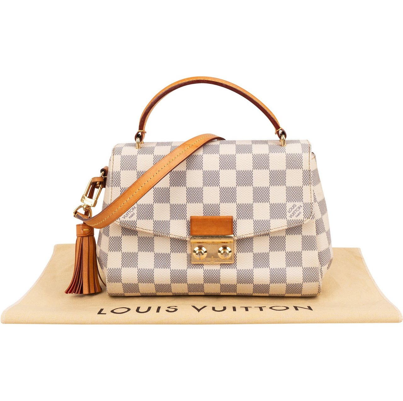 Louis Vuitton Monogram Damier Azur Canvas Croisette Crossbody Handbag Wit