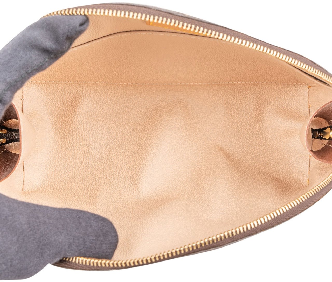 Louis Vuitton Monogram Canvas Trousse Demi-Ronde Pouch Bruin