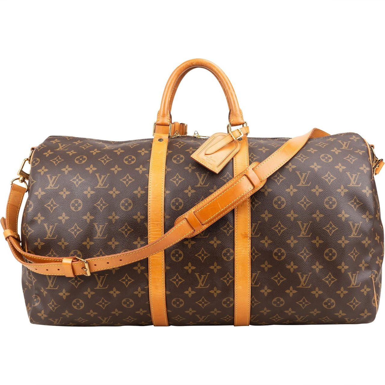 Louis Vuitton Monogram Canvas Keepall 55 Bandoulière Travel Bag Bruin