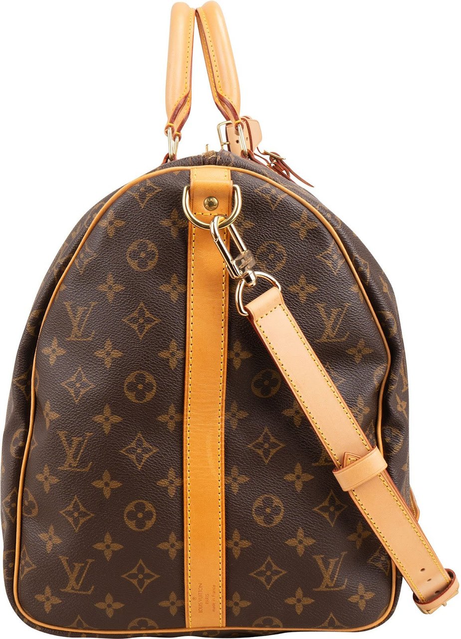 Louis Vuitton Monogram Canvas Keepall 55 Bandoulière Travel Bag Bruin