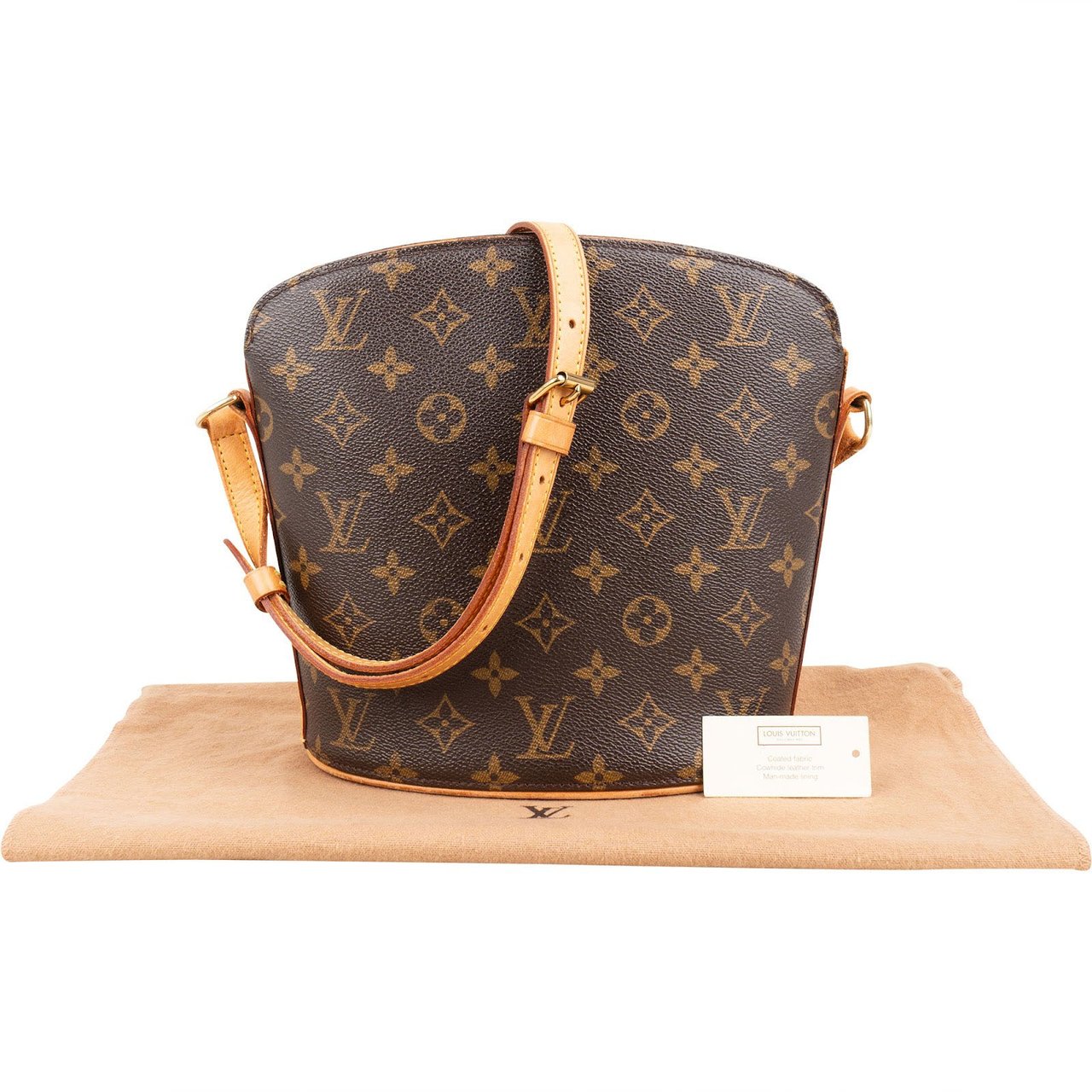 Louis Vuitton Monogram Canvas Drouot Crossbody Bag Bruin