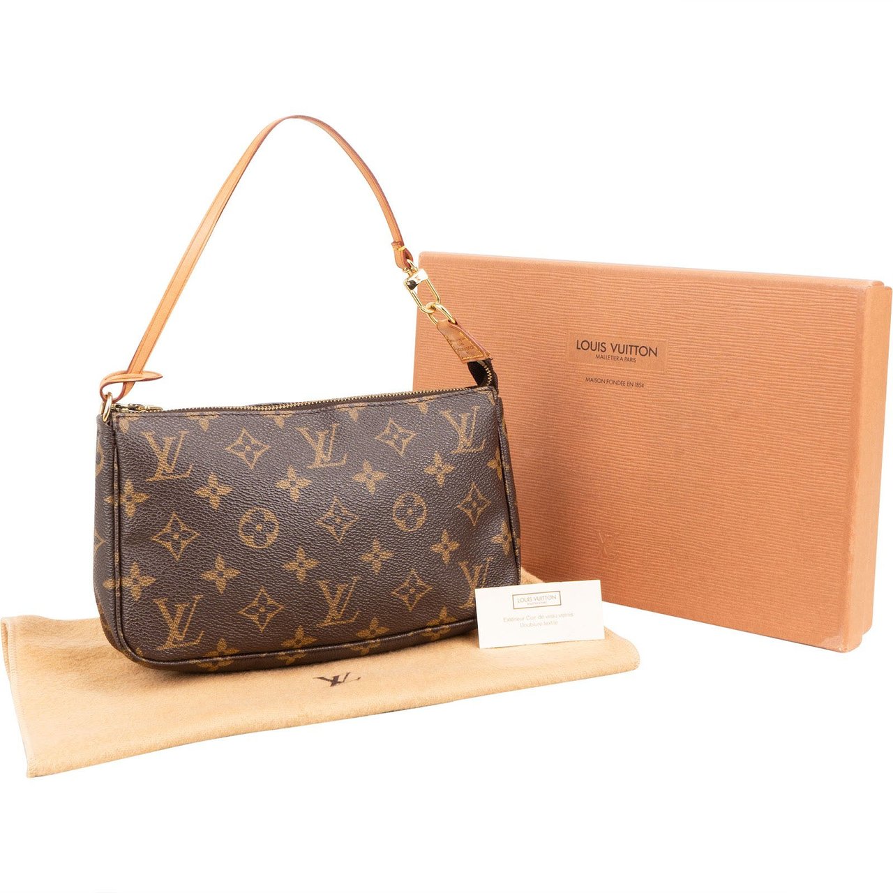 Louis Vuitton Monogram Canvas Pochette Accessoires Handbag Bruin