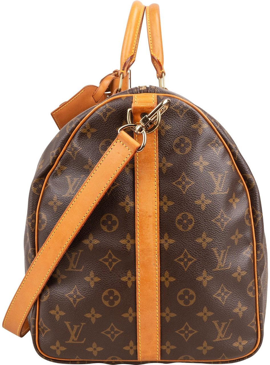 Louis Vuitton Monogram Canvas Keepall 55 Bandoulière Travel Bag Bruin