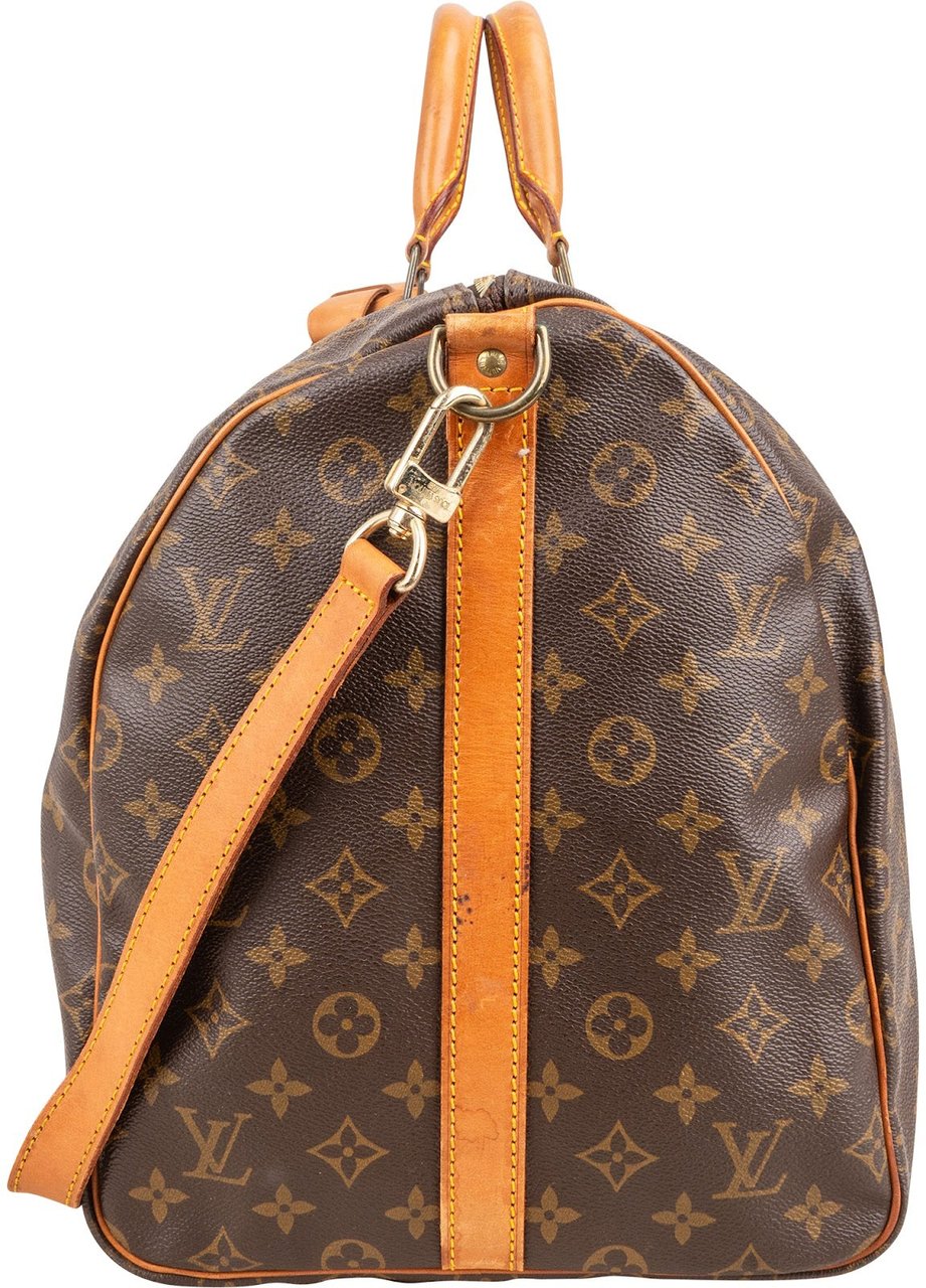 Louis Vuitton Monogram Canvas Keepall 55 Bandoulière Travel Bag Bruin