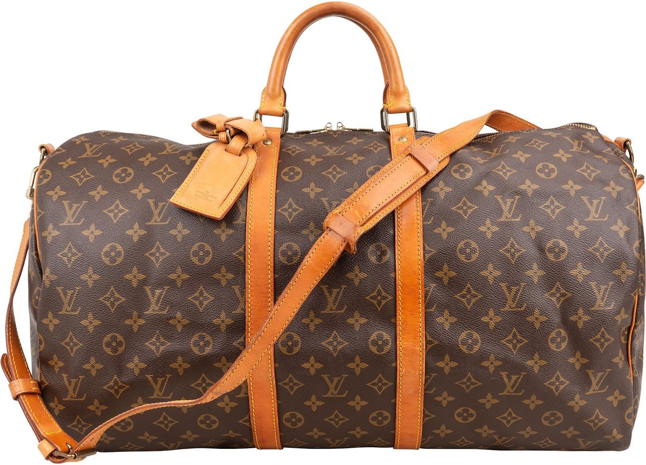 Louis Vuitton Monogram Canvas Keepall 55 Bandoulière Travel Bag Bruin