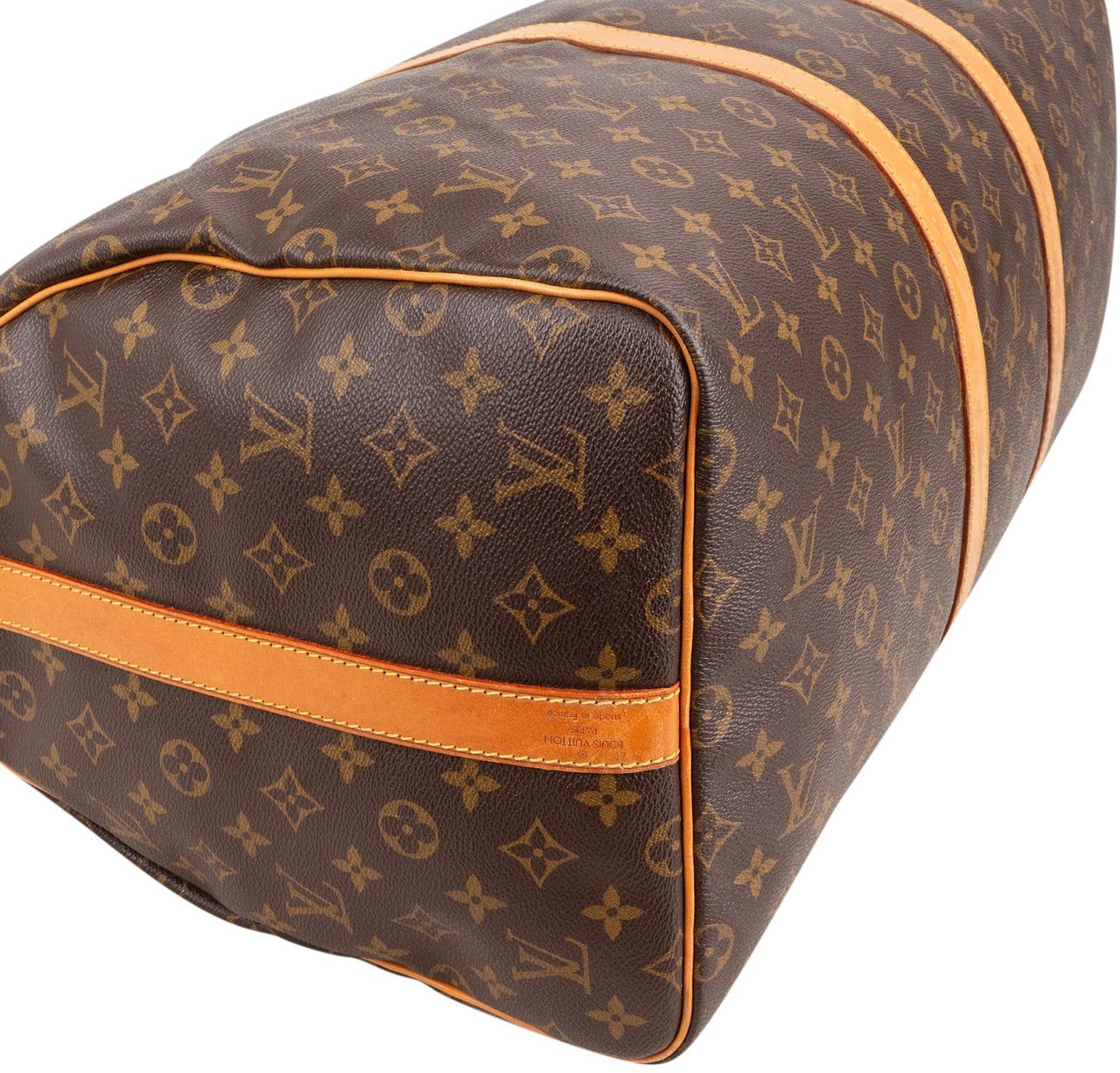 Louis Vuitton Monogram Canvas Keepall 55 Bandoulière Travel Bag Bruin