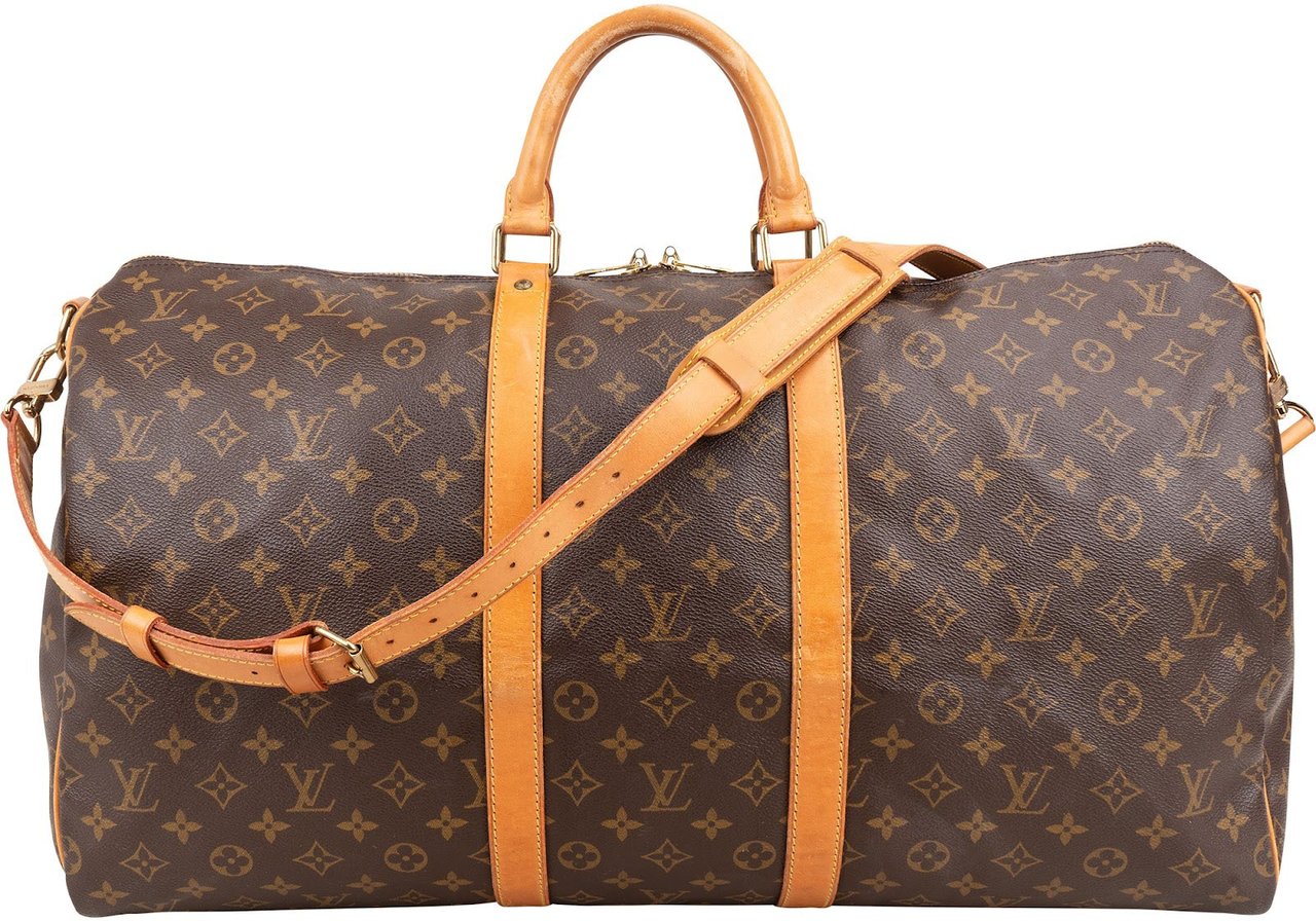 Louis Vuitton Monogram Canvas Keepall 55 Bandoulière Travel Bag Bruin