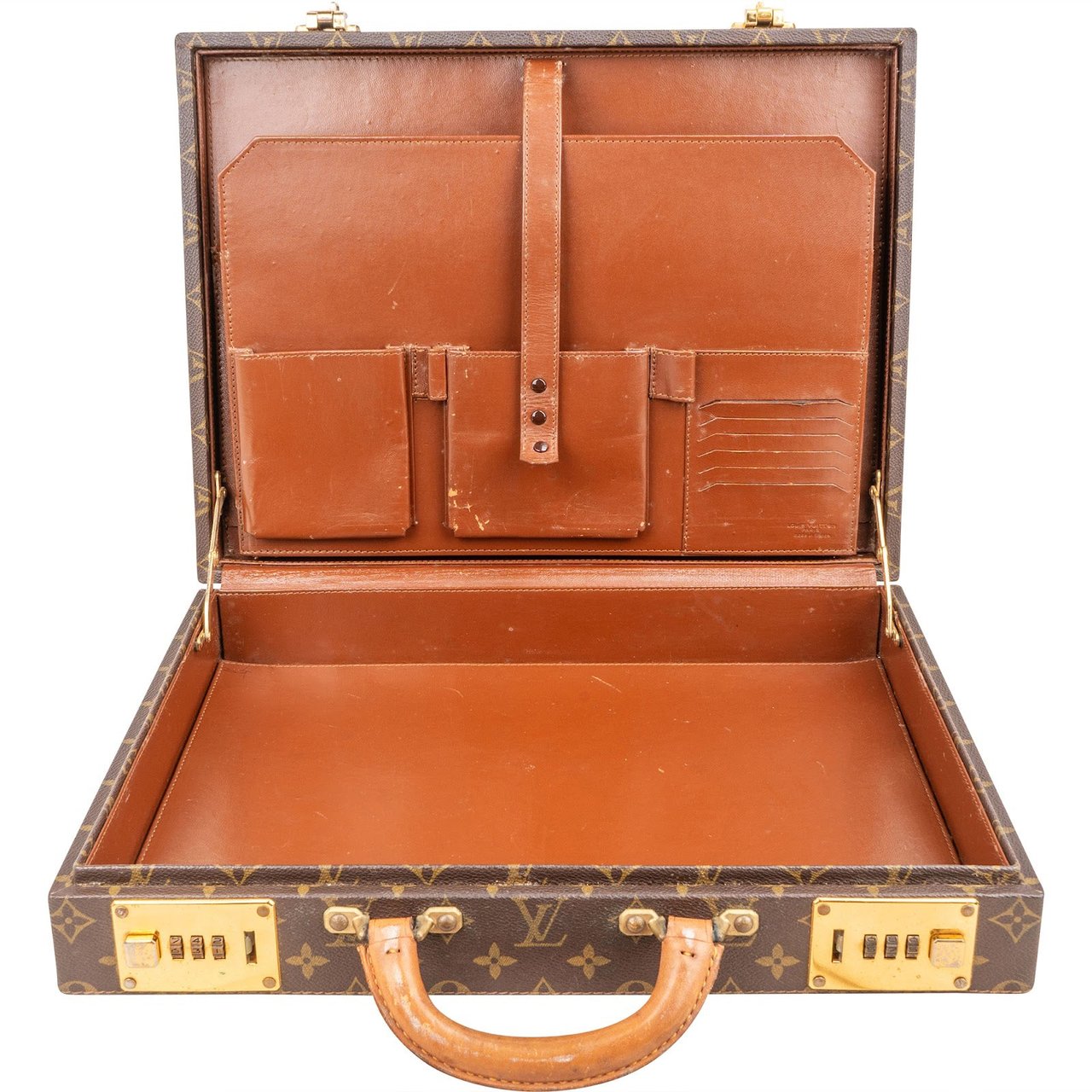 Louis Vuitton Monogram Canvas Président Briefcase Handbag Aktenkoffer Bruin