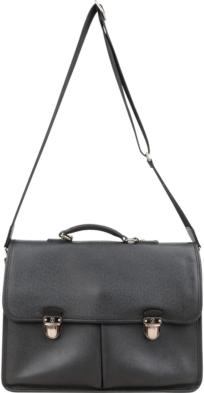 Louis Vuitton Noir Taiga Leather Alexei Anton Business Handbag Zwart
