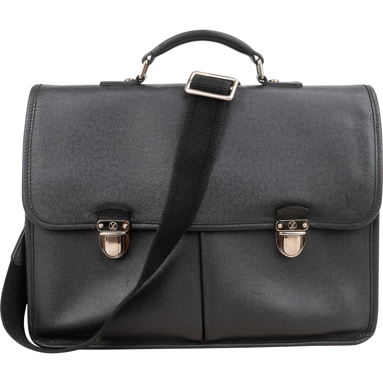 Louis Vuitton Noir Taiga Leather Alexei Anton Business Handbag Zwart
