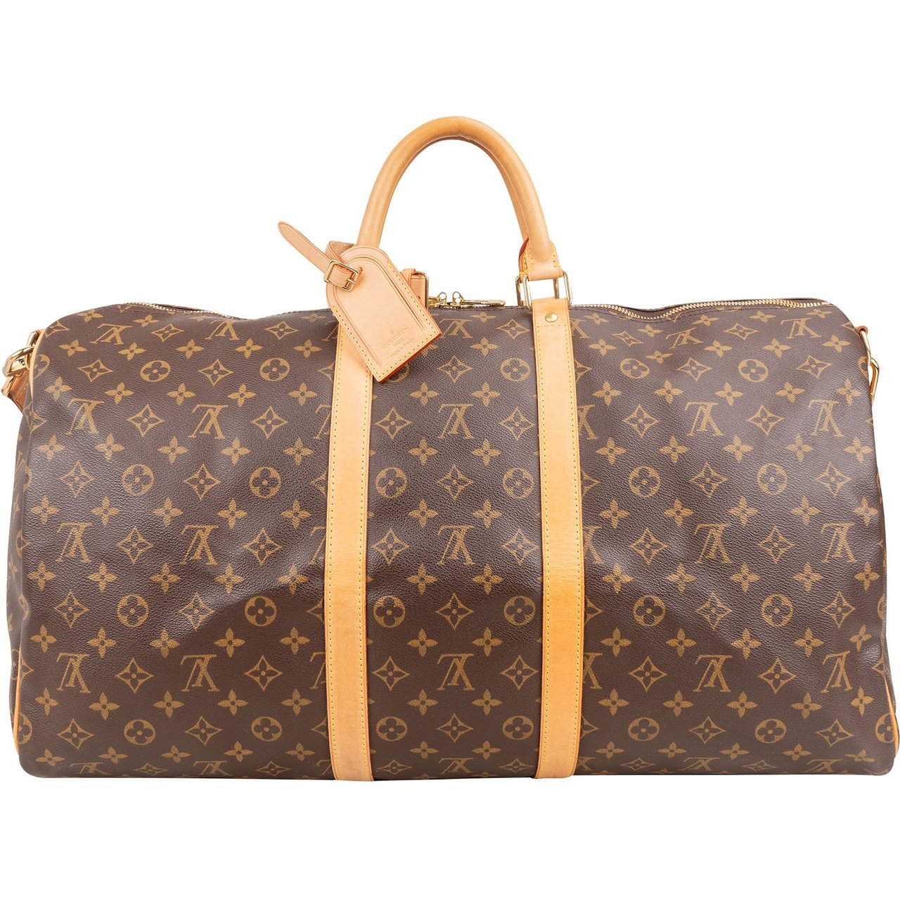 Louis Vuitton Monogram Canvas Keepall 55 Bandoulière Travel Bag Bruin