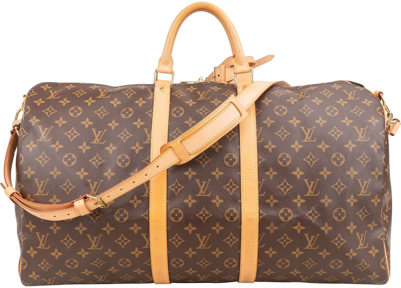 Louis Vuitton Monogram Canvas Keepall 55 Bandoulière Travel Bag Bruin