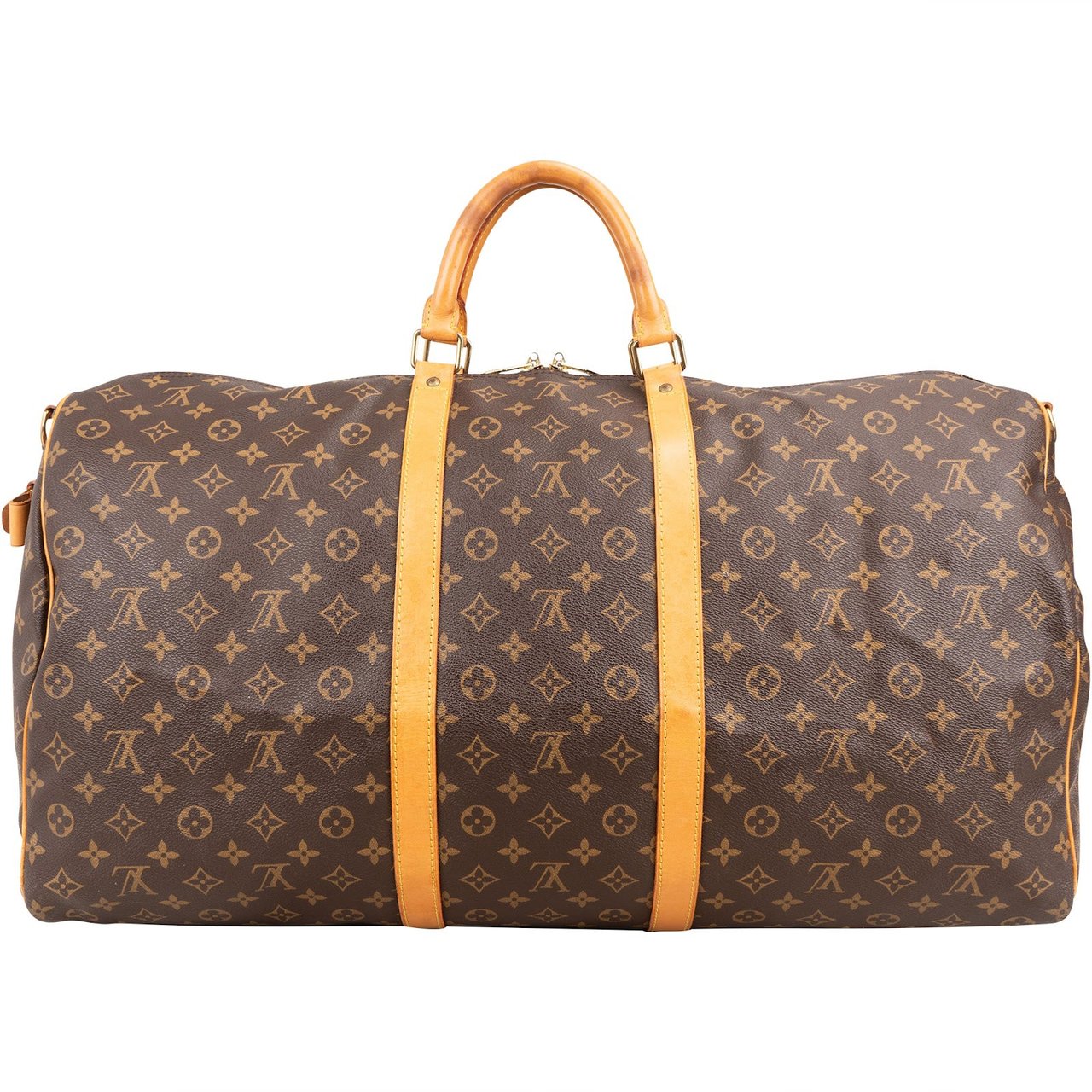 Louis Vuitton Monogram Canvas Keepall 60 Bandoulière Travel Bag Bruin