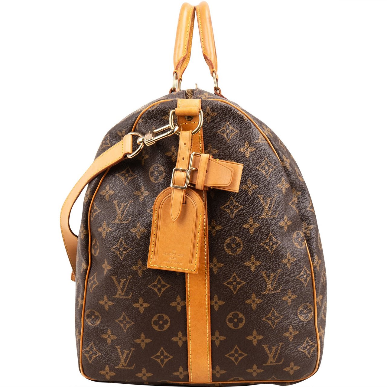 Louis Vuitton Monogram Canvas Keepall 60 Bandoulière Travel Bag Bruin