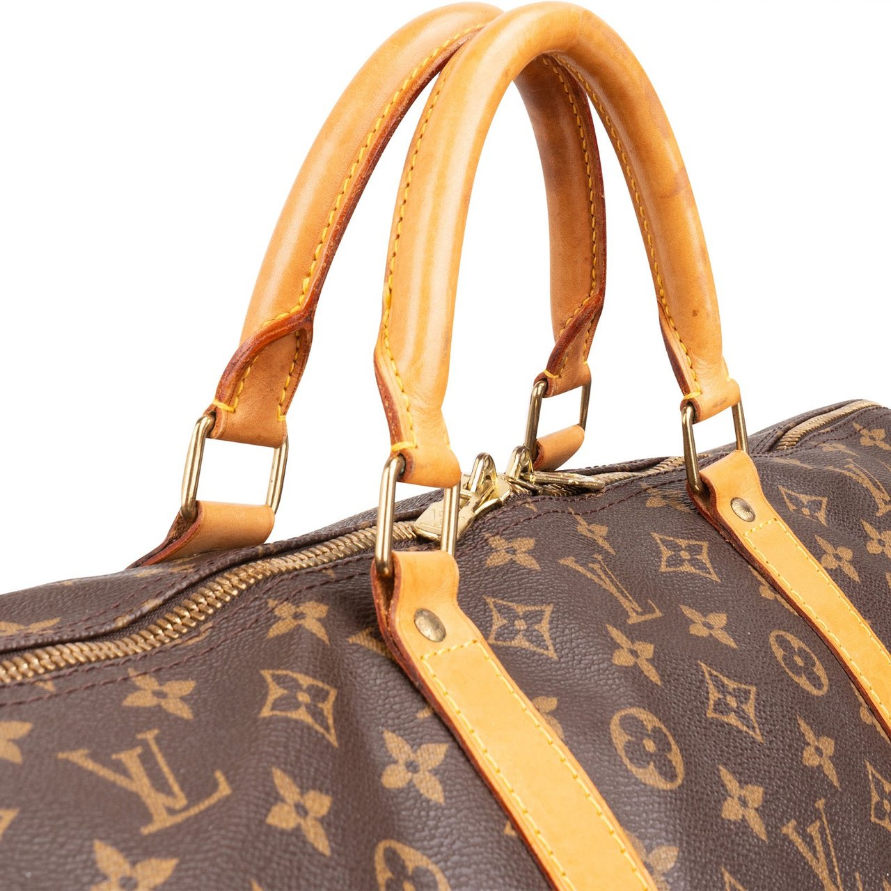 Louis Vuitton Monogram Canvas Keepall 60 Bandoulière Travel Bag Bruin