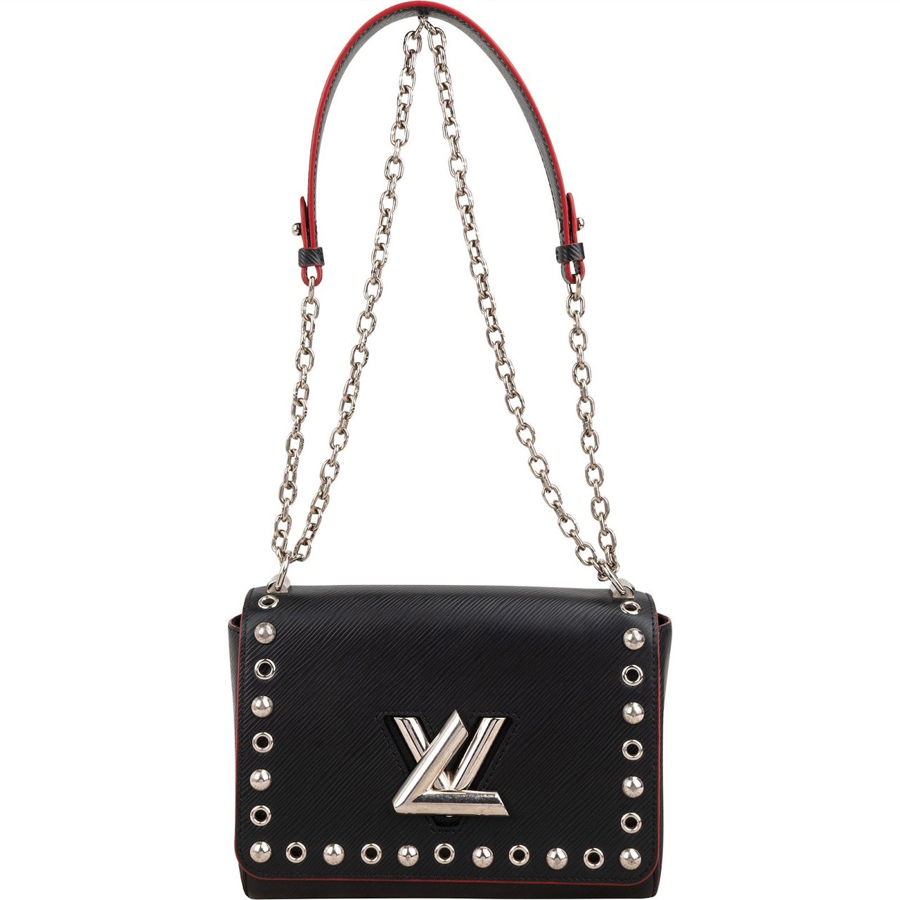 Louis Vuitton Noir Epi Leather Studded Twist MM Crossbody Bag Zwart