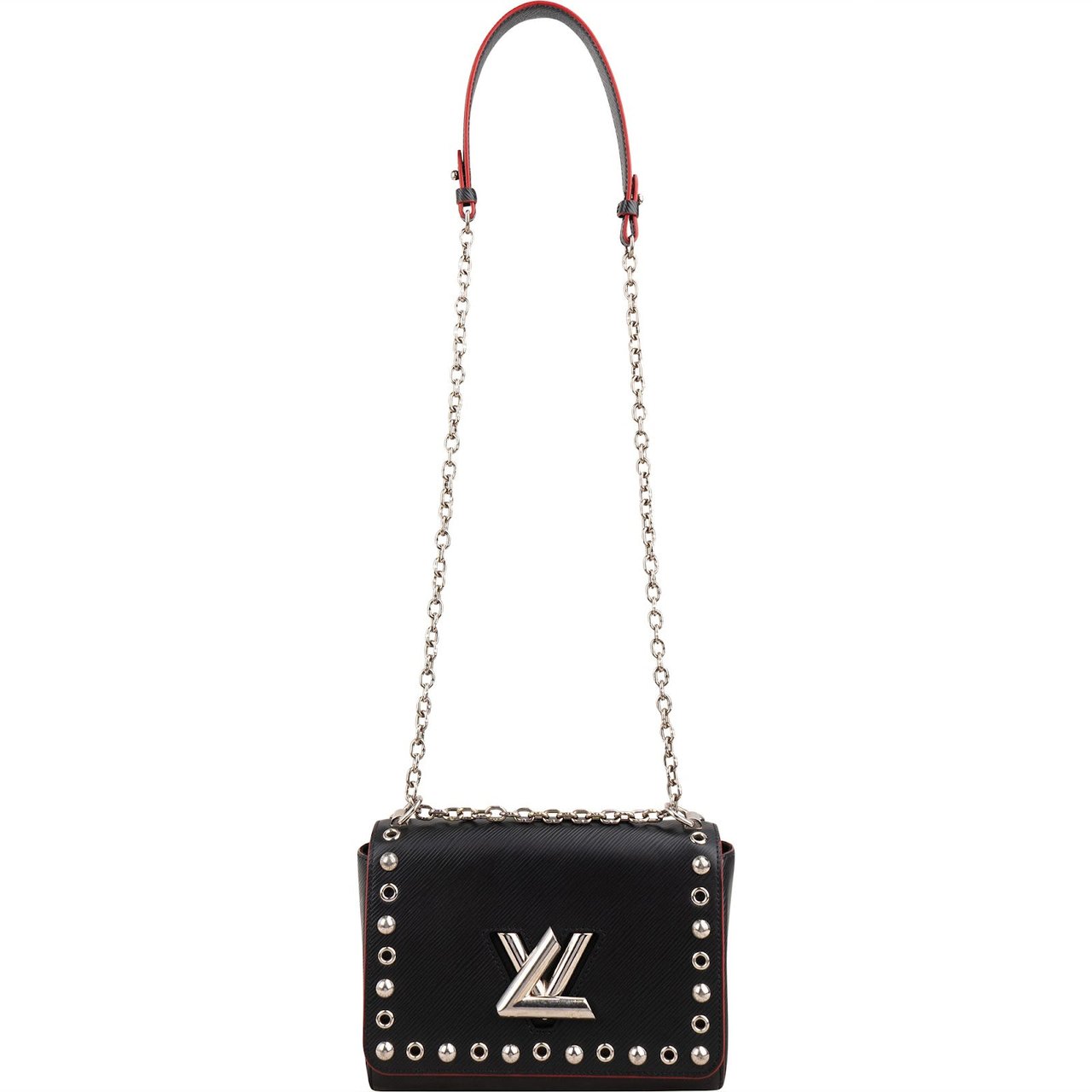 Louis Vuitton Noir Epi Leather Studded Twist MM Crossbody Bag Zwart