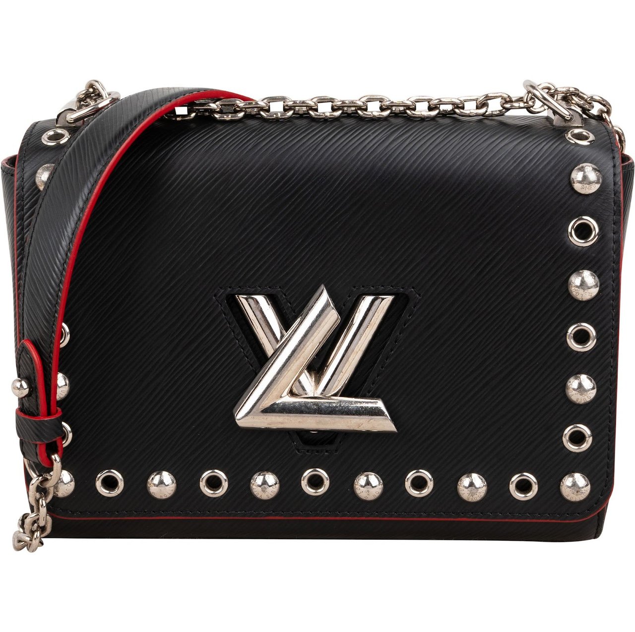 Louis Vuitton Noir Epi Leather Studded Twist MM Crossbody Bag Zwart
