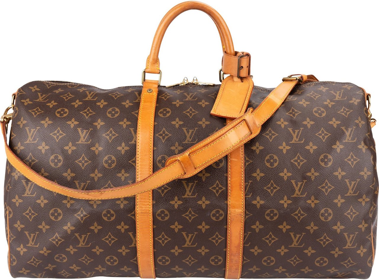 Louis Vuitton Monogram Canvas Keepall 55 Bandoulière Travel Bag Bruin