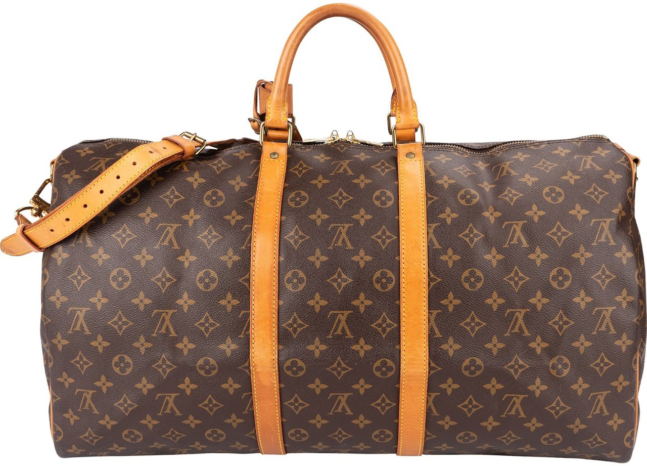 Louis Vuitton Monogram Canvas Keepall 55 Bandoulière Travel Bag Bruin