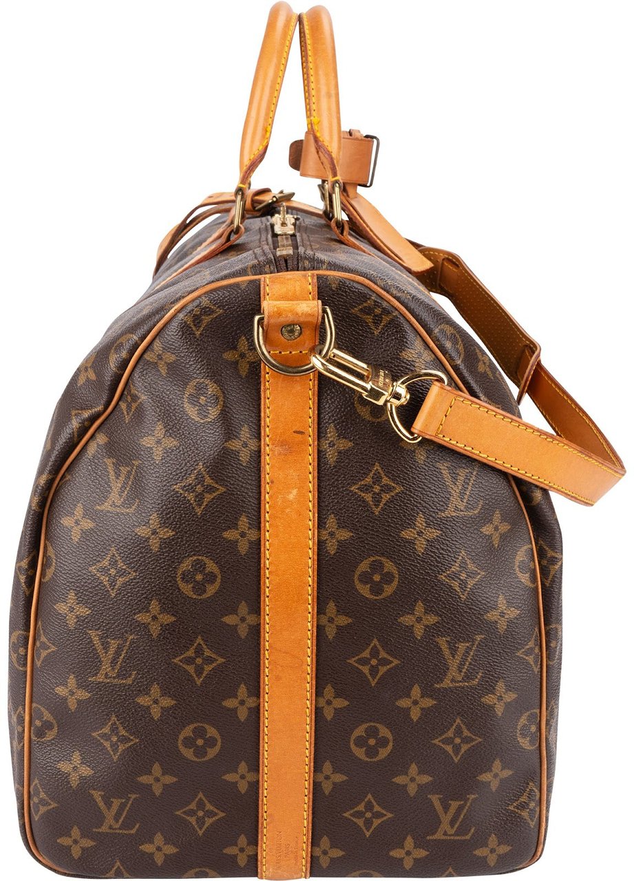 Louis Vuitton Monogram Canvas Keepall 55 Bandoulière Travel Bag Bruin