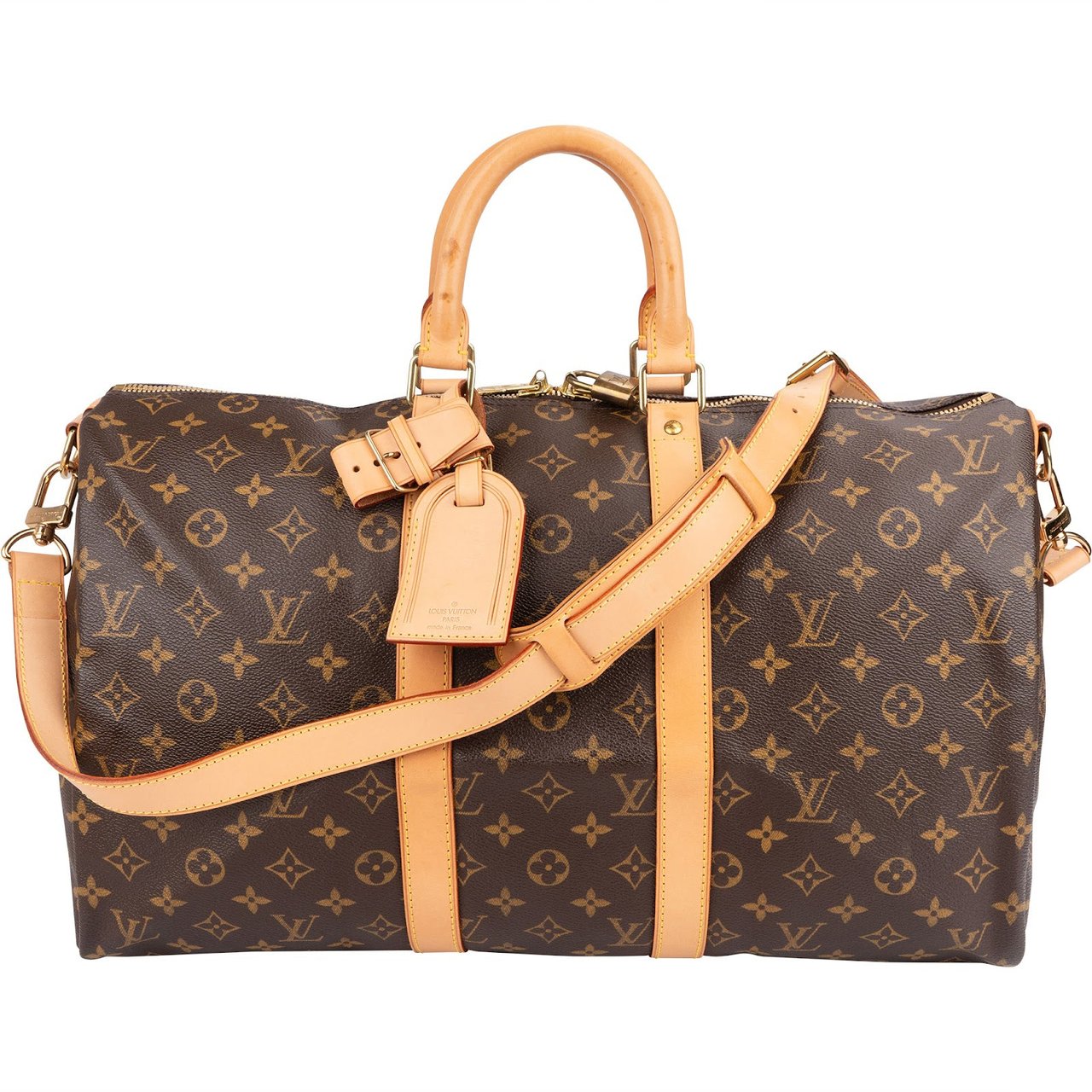 Louis Vuitton Monogram Canvas Keepall 45 Bandoulière Travel Bag Bruin