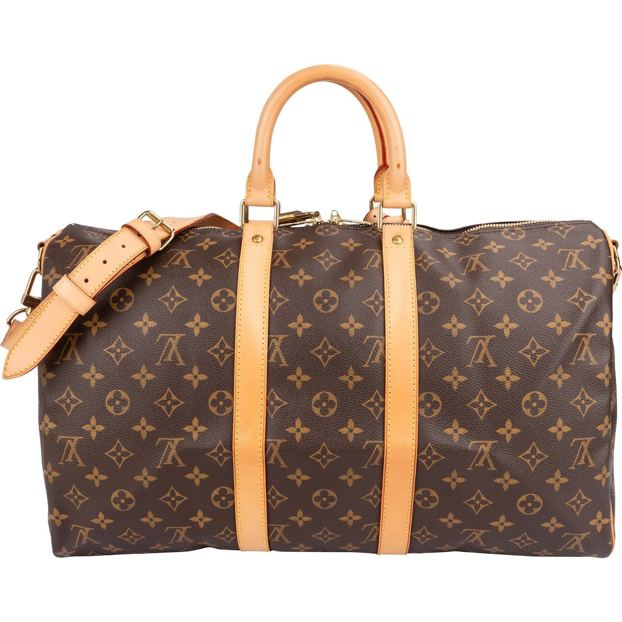 Louis Vuitton Monogram Canvas Keepall 45 Bandoulière Travel Bag Bruin