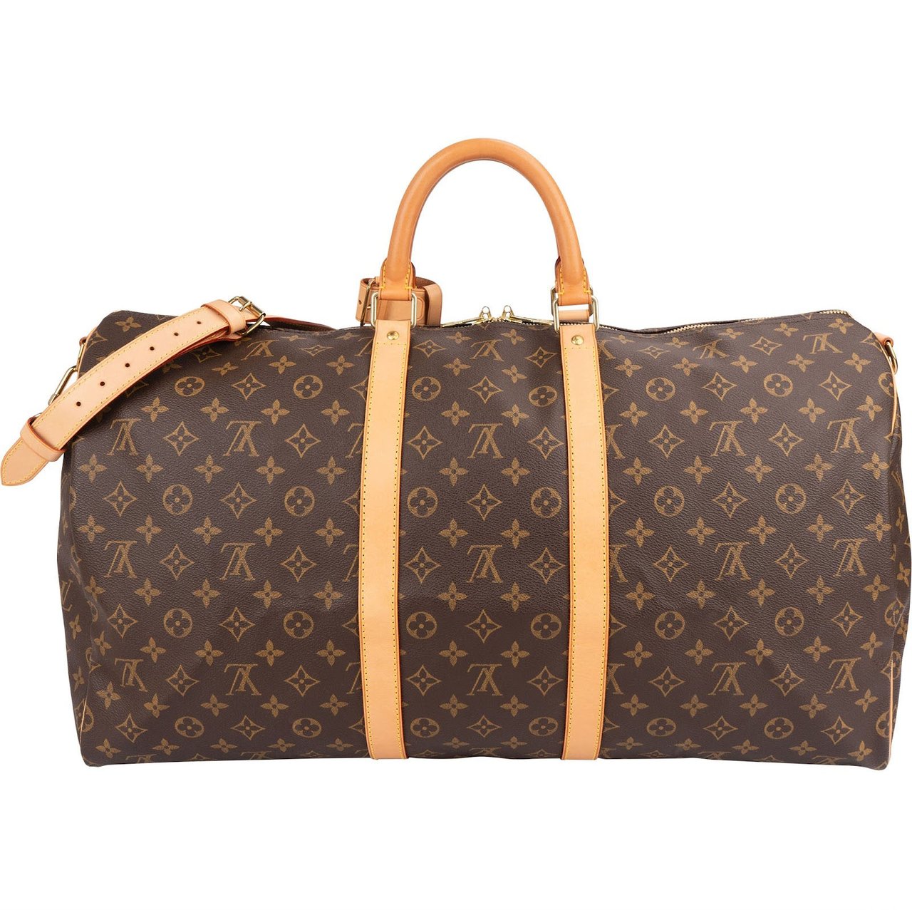 Louis Vuitton Monogram Canvas Keepall 55 Bandoulière Travel Bag Bruin