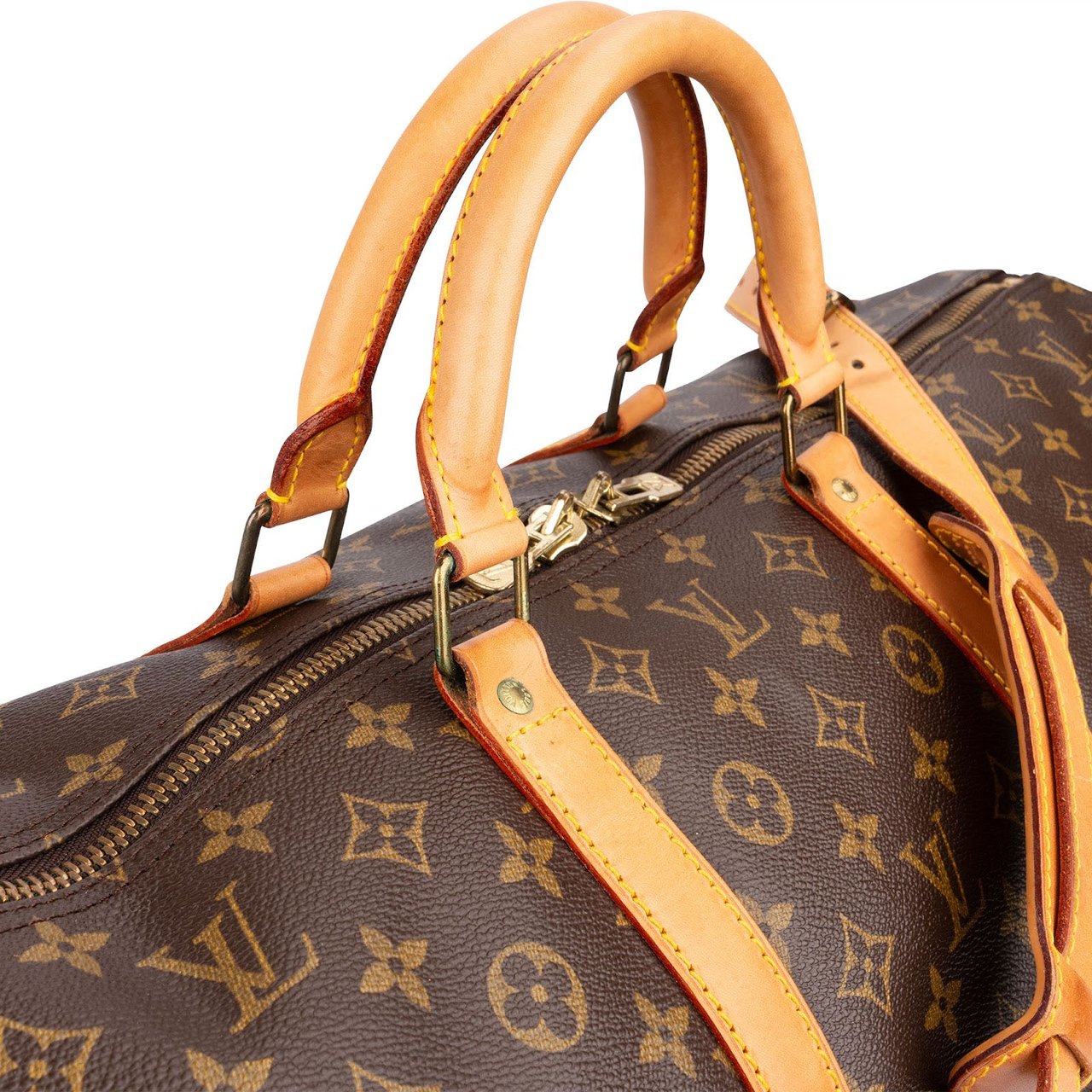Louis Vuitton Monogram Canvas Keepall 60 Bandoulière Travel Bag Bruin