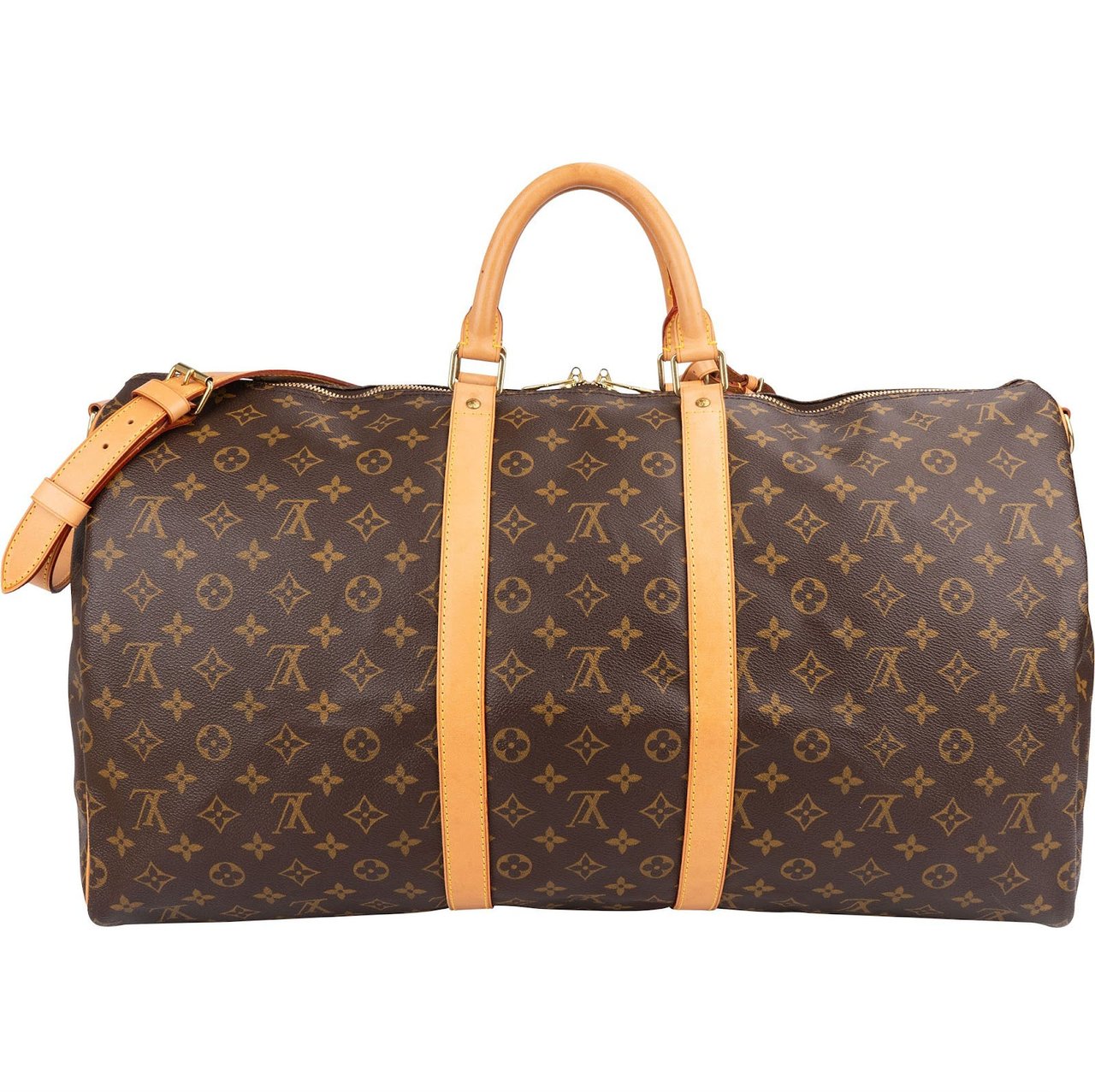 Louis Vuitton Monogram Canvas Keepall 55 Bandoulière Travel Bag Bruin