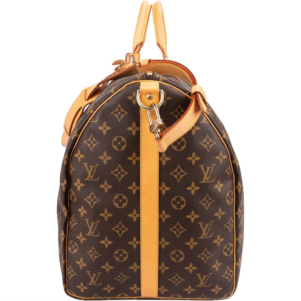 Louis Vuitton Monogram Canvas Keepall 60 Bandoulière Travel Bag Bruin