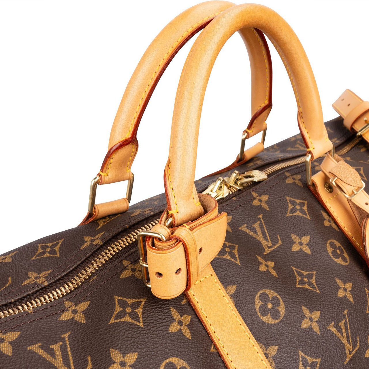 Louis Vuitton Monogram Canvas Keepall 60 Bandoulière Travel Bag Bruin