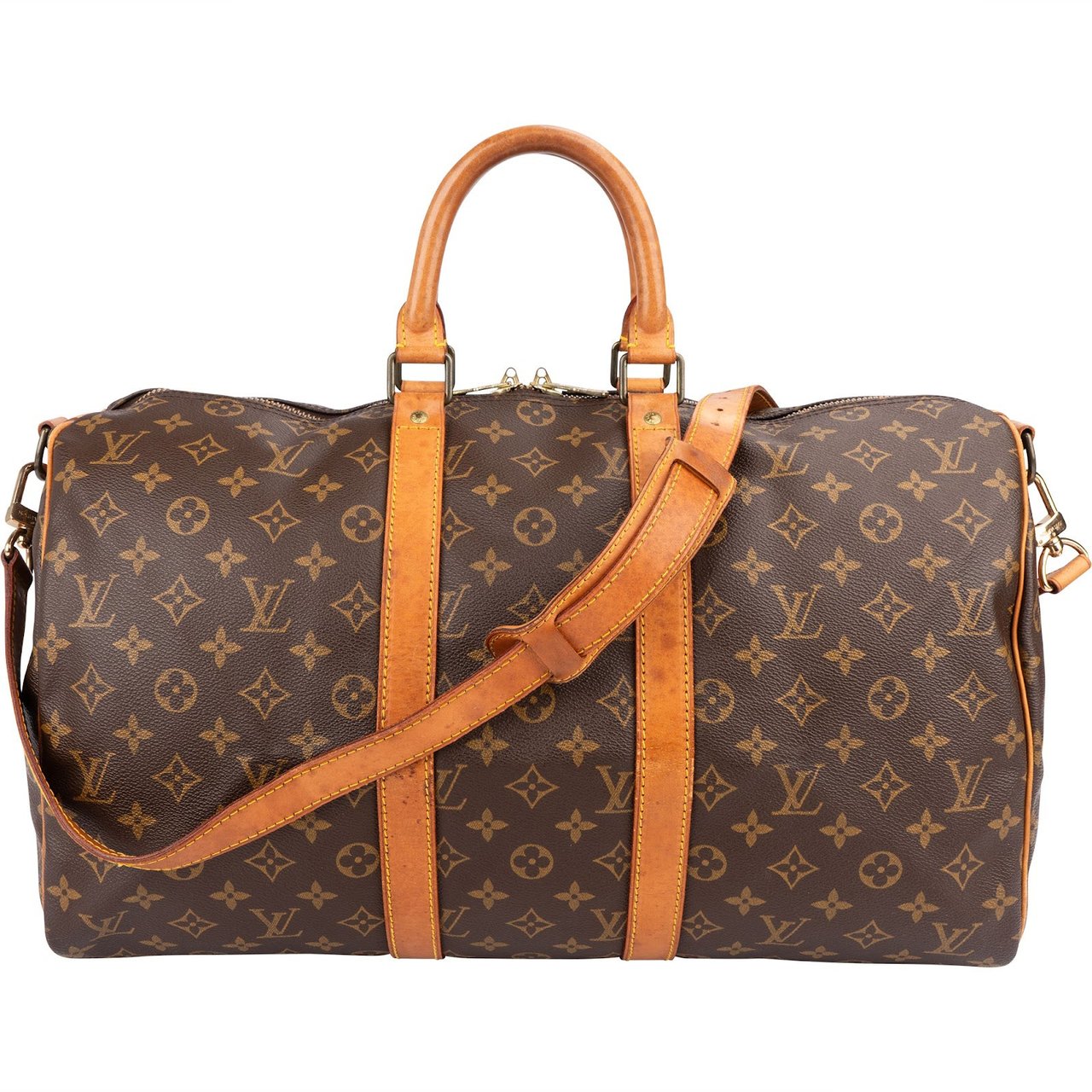 Louis Vuitton Monogram Canvas Keepall 45 Bandoulière Travel Bag Bruin