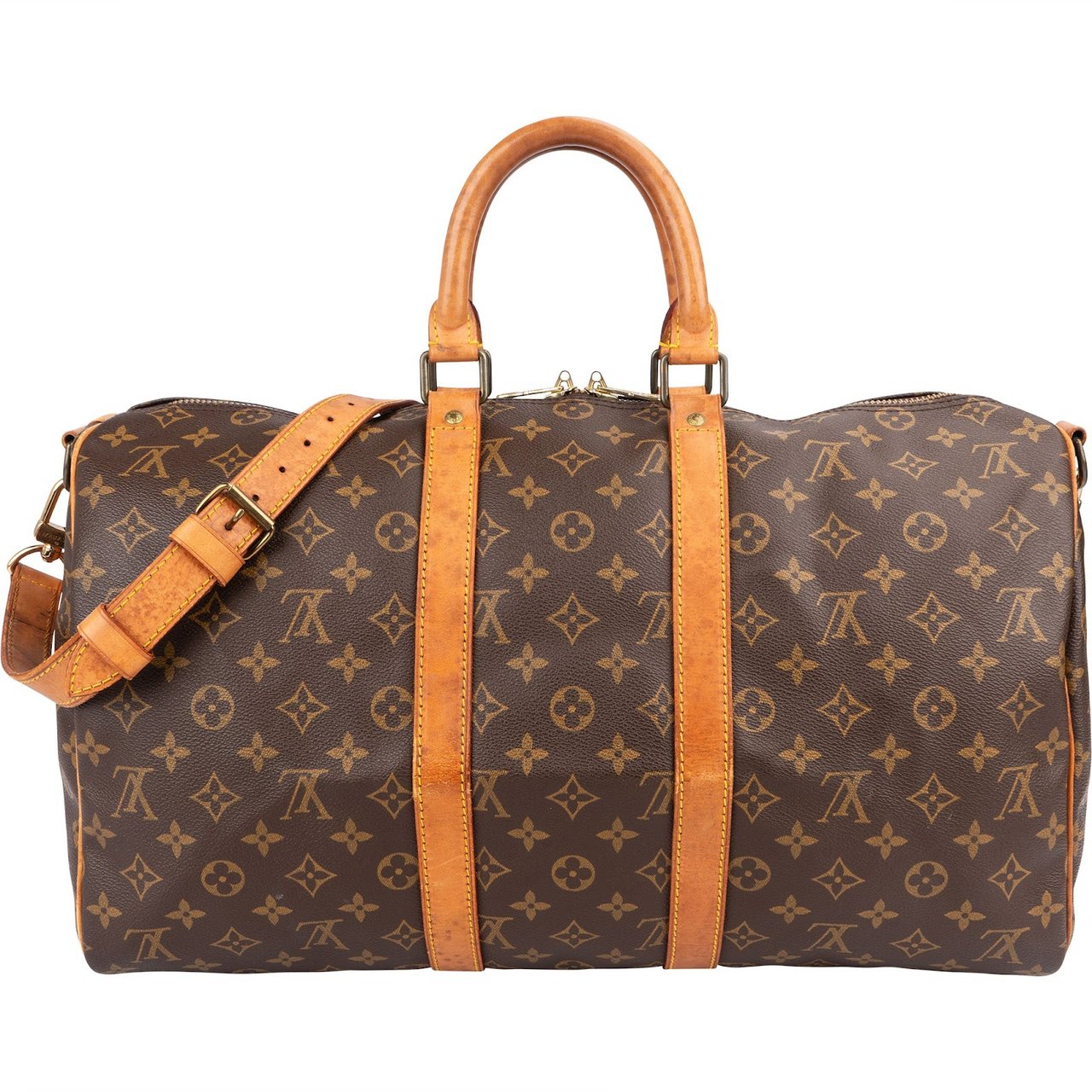 Louis Vuitton Monogram Canvas Keepall 45 Bandoulière Travel Bag Bruin