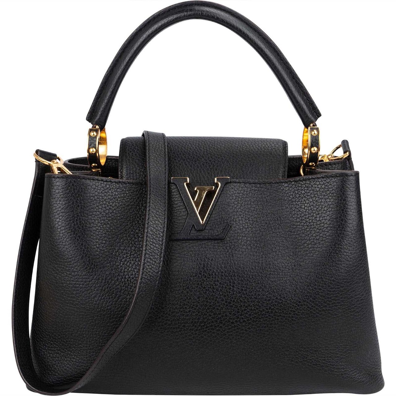 Louis Vuitton Noir Taurillon Leather Capucines MM Handbag Zwart