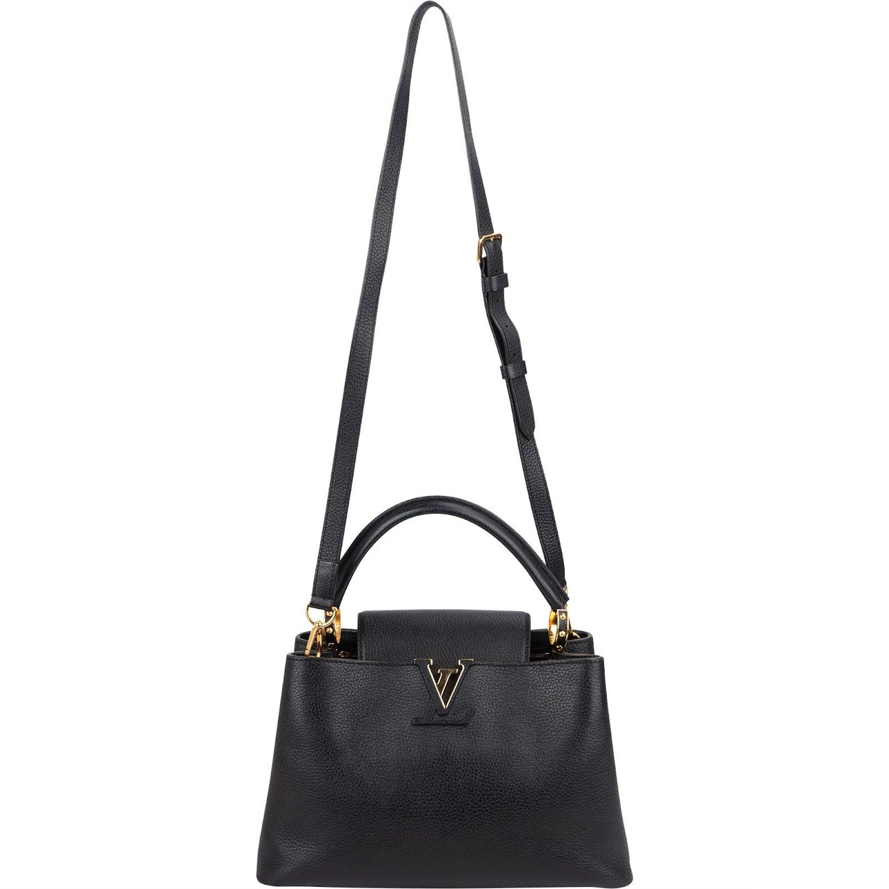 Louis Vuitton Noir Taurillon Leather Capucines MM Handbag Zwart