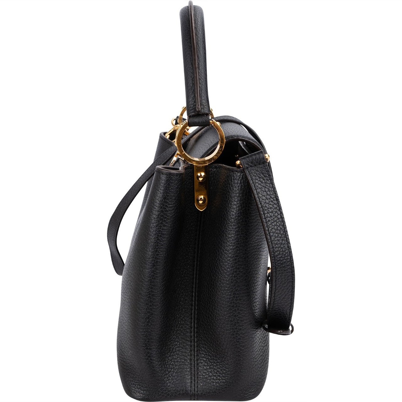 Louis Vuitton Noir Taurillon Leather Capucines MM Handbag Zwart