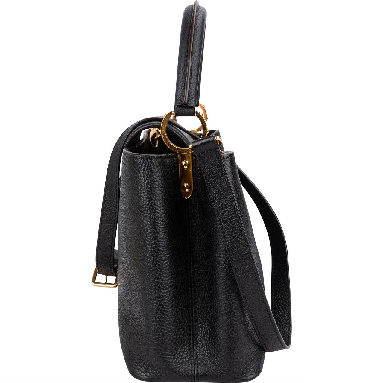 Louis Vuitton Noir Taurillon Leather Capucines MM Handbag Zwart