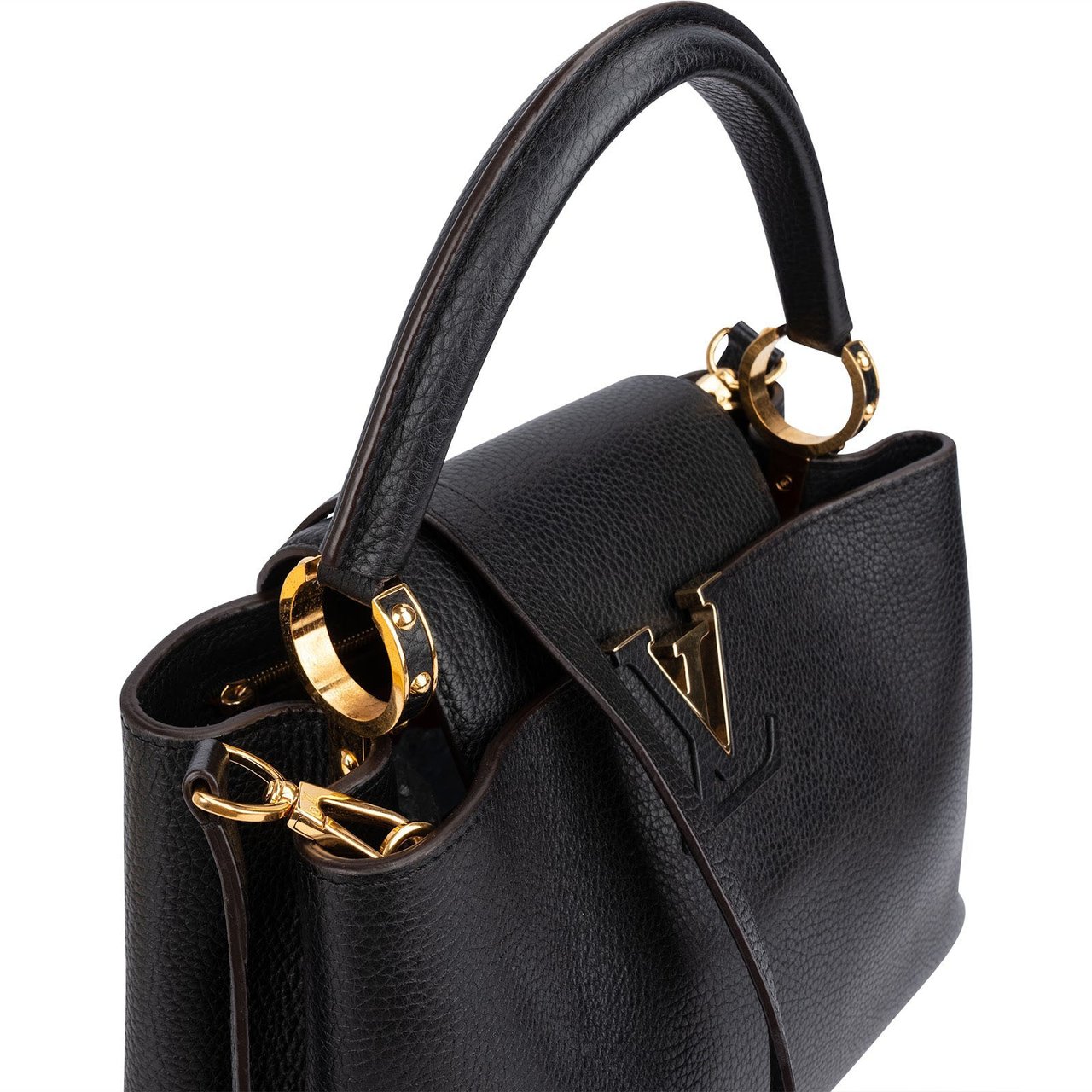 Louis Vuitton Noir Taurillon Leather Capucines MM Handbag Zwart