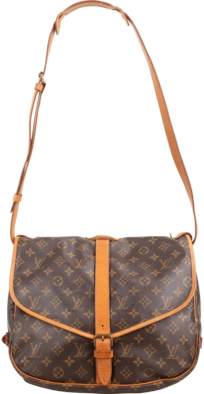 Louis Vuitton Monogram Canvas Saumur 35 Crossbody Bag Bruin