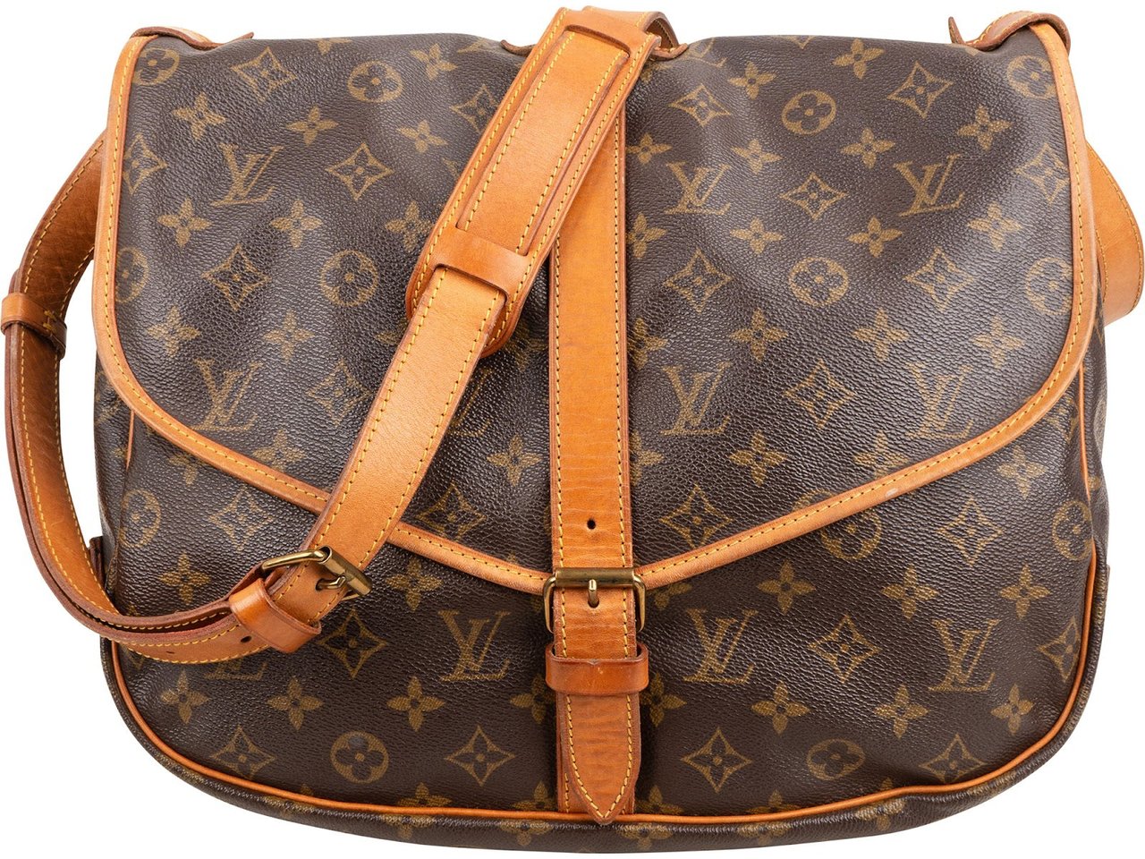 Louis Vuitton Monogram Canvas Saumur 35 Crossbody Bag Bruin